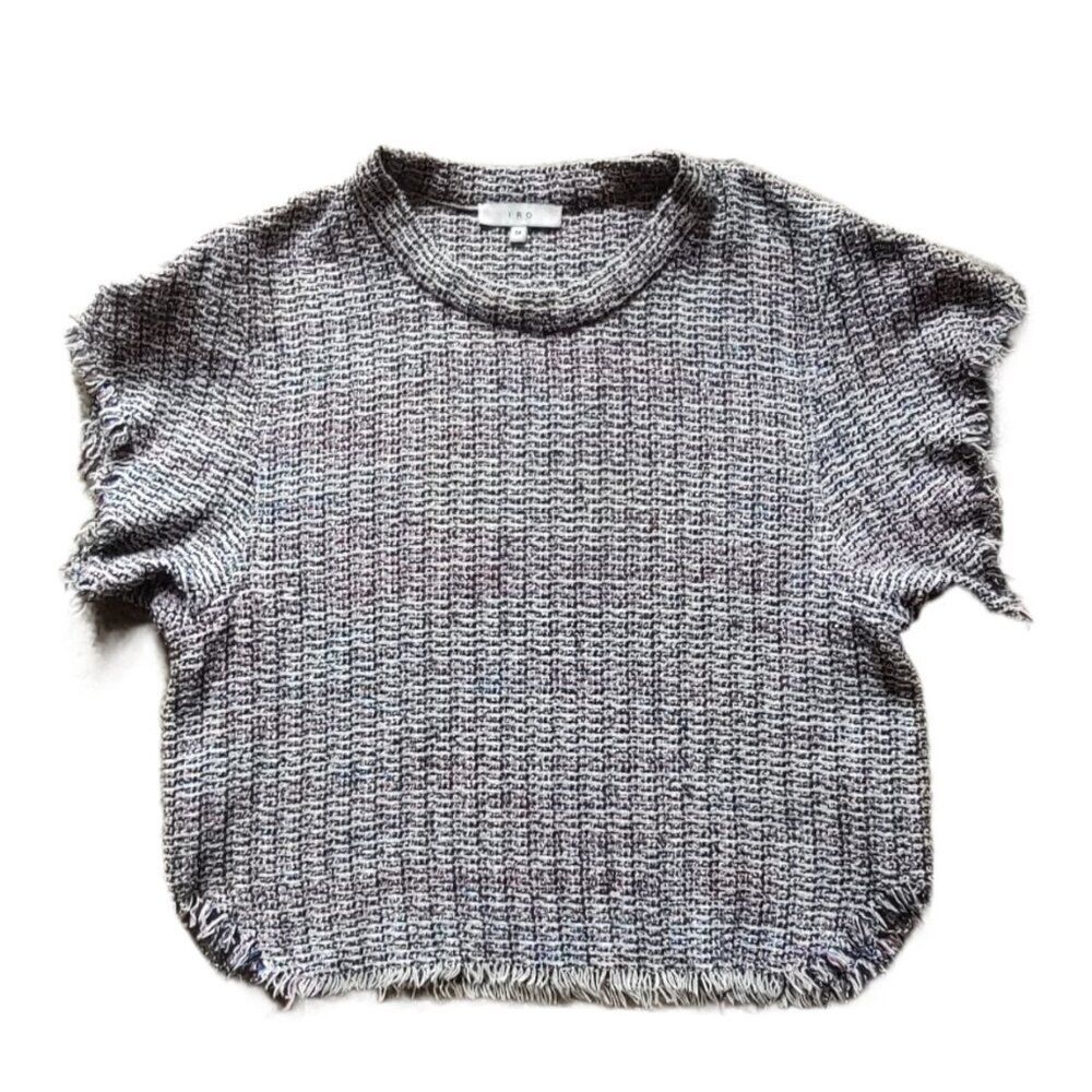 IRO tweed fringe short-sleeved boxy top size 34 2 XS - Picture 4 of 9